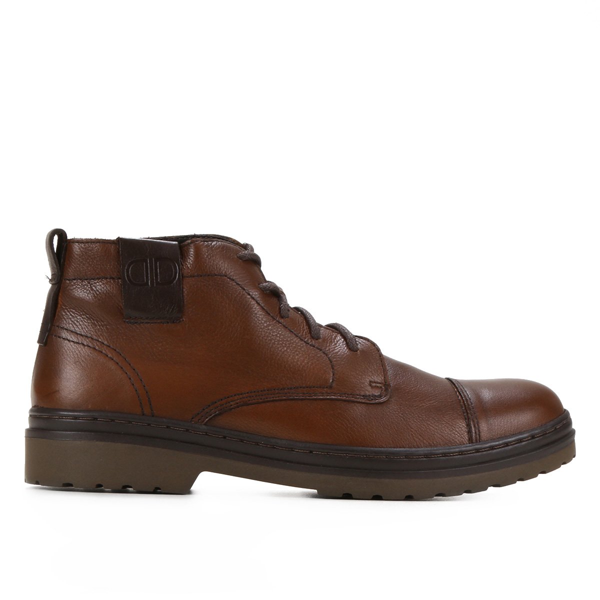 Bota Couro Cano Curto Democrata Sola Tratorada Cadarço Masculina - Marrom Claro Menor preço em Bota Couro Cano Curto Democrata Sola Tratorada Cadarço Masculina - Marrom Claro