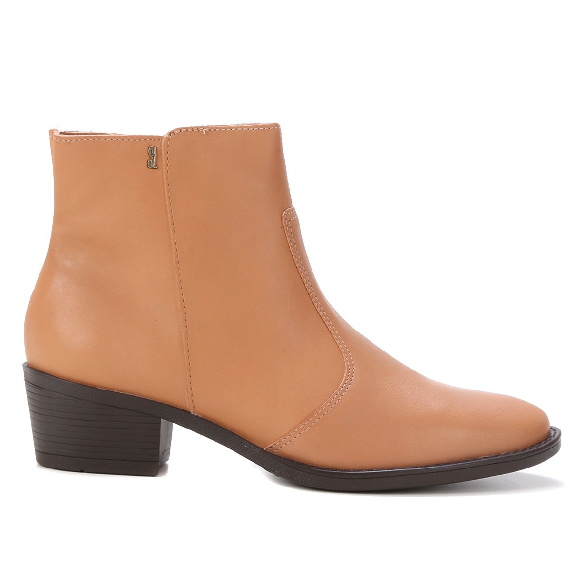 Bota Couro Cano Curto Santa Lolla Zíper Feminina - Caramelo Menor preço em Bota Couro Cano Curto Santa Lolla Zíper Feminina - Caramelo