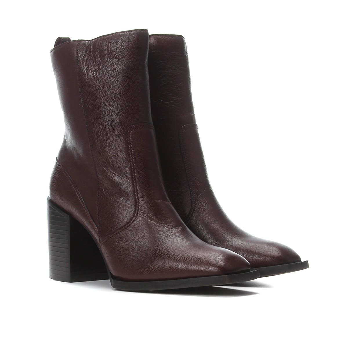 Bota Couro Cano Médio Santa Lolla Salto Alto View Feminina - Vinho Menor preço em Bota Couro Cano Médio Santa Lolla Salto Alto View Feminina - Vinho