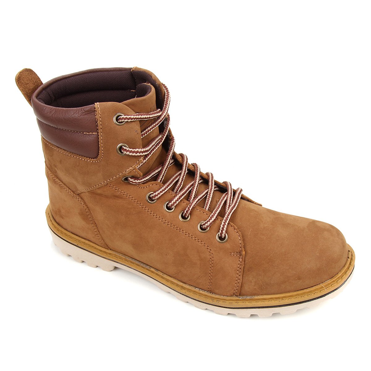 Bota Couro Cano Médio Saxxon Adventure Masculina - Caramelo+Preto Menor preço em Bota Couro Cano Médio Saxxon Adventure Masculina - Caramelo+Preto