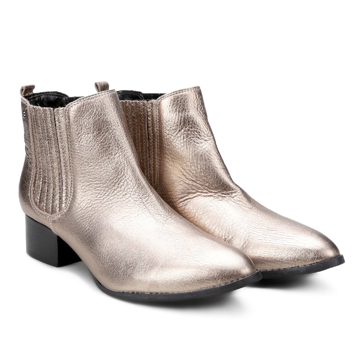 Bota Couro Chelsea Raphaella Booz Elastico Lateral Feminina - Chumbo Menor preço em Bota Couro Chelsea Raphaella Booz Elastico Lateral Feminina - Chumbo