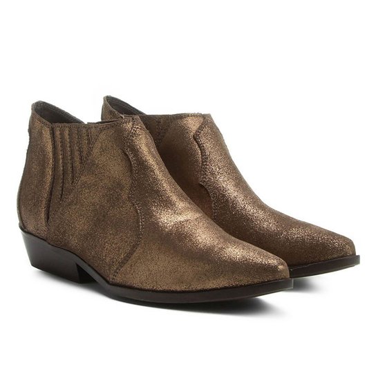 Bota Couro Chelsea Shoestock Cano Curto Feminina - Marrom