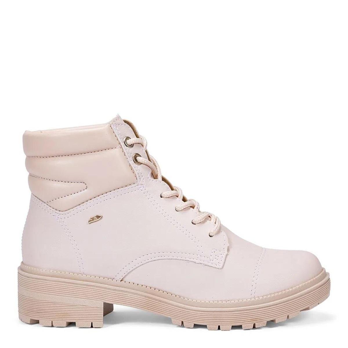Bota Couro Coturno Dakota Tratorada Feminina - Creme Menor preço em Bota Couro Coturno Dakota Tratorada Feminina - Creme