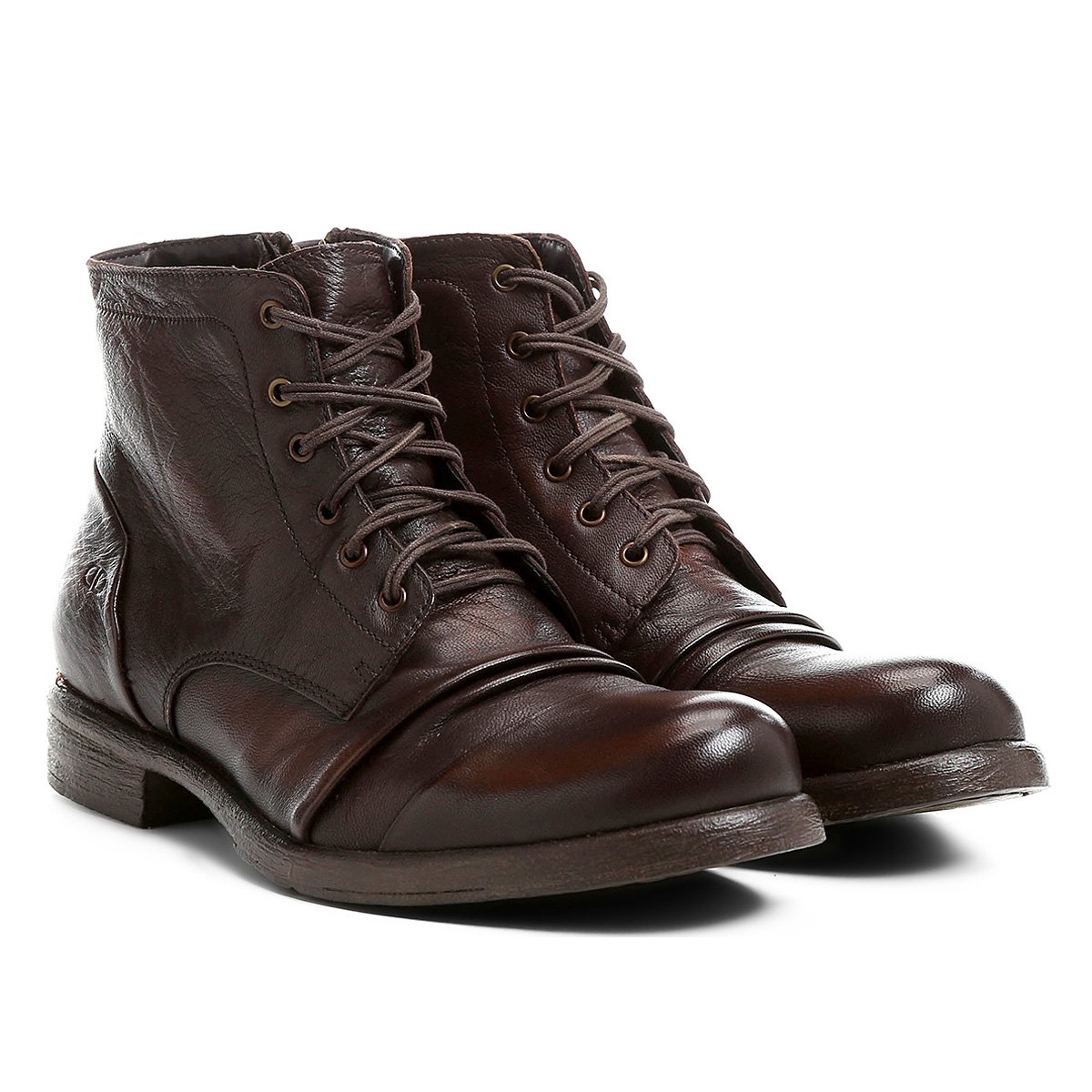 Bota Couro Coturno Democrata Harbor Cadarço Masculina - Marrom Escuro Menor preço em Bota Couro Coturno Democrata Harbor Cadarço Masculina - Marrom Escuro