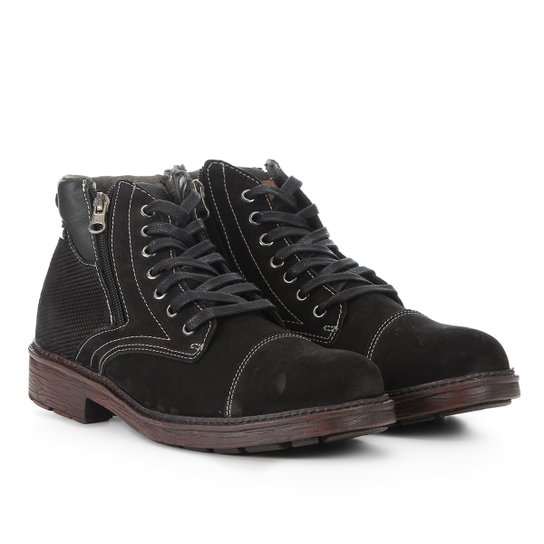 Bota Couro Coturno Walkabout Luz Masculina - Preto