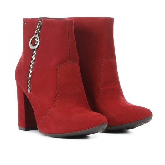 Bota Couro Dakota Zíper Lateral Salto Alto Feminina - Vinho