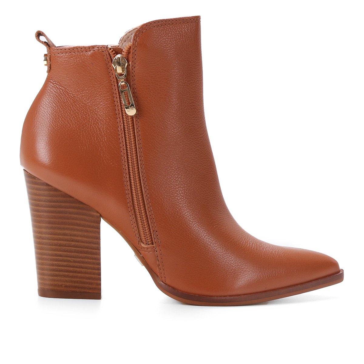 Bota Couro Jorge Bischoff Cano Curto Floater Feminina - Caramelo+Bege Menor preço em Bota Couro Jorge Bischoff Cano Curto Floater Feminina - Caramelo+Bege