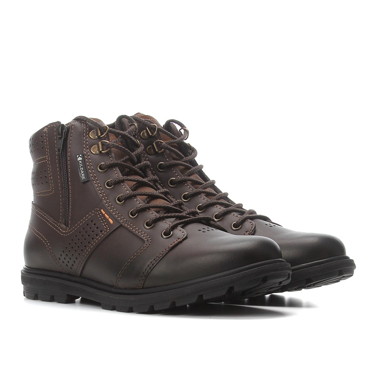 Bota Couro Kildare Montana Masculina - Marrom+Preto Menor preço em Bota Couro Kildare Montana Masculina - Marrom+Preto