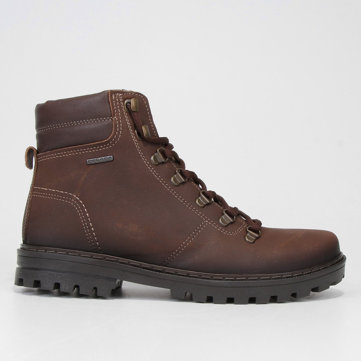 Bota Couro Pegada Tratorada Masculina - Marrom Menor preço em Bota Couro Pegada Tratorada Masculina - Marrom