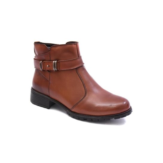 Bota Couro PisaForte Cano Curto Feminina - Bronze