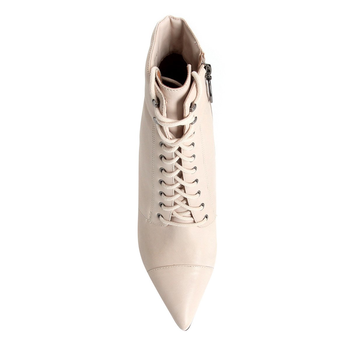 Bota Couro Santa Lolla Salto Alto Bico Fino Amarração Feminina - Off White  | Zattini
