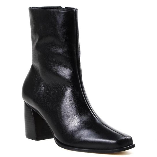 Bota Couro Zariff Cano Curto Feminina - Preto