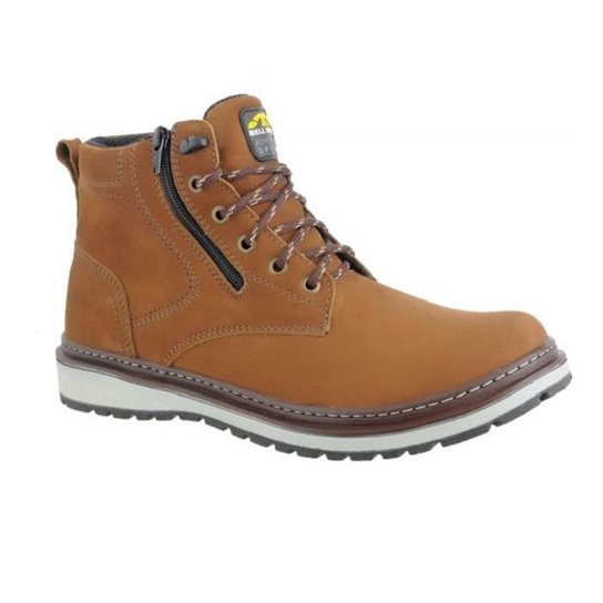 Bota Couro Zíper Lateral Bell Boots Masculino - Marrom Claro
