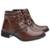 Bota Cuturno Cano Curto Feminina com Zíper Lateral Cadarço e Sola Borracha - Marrom