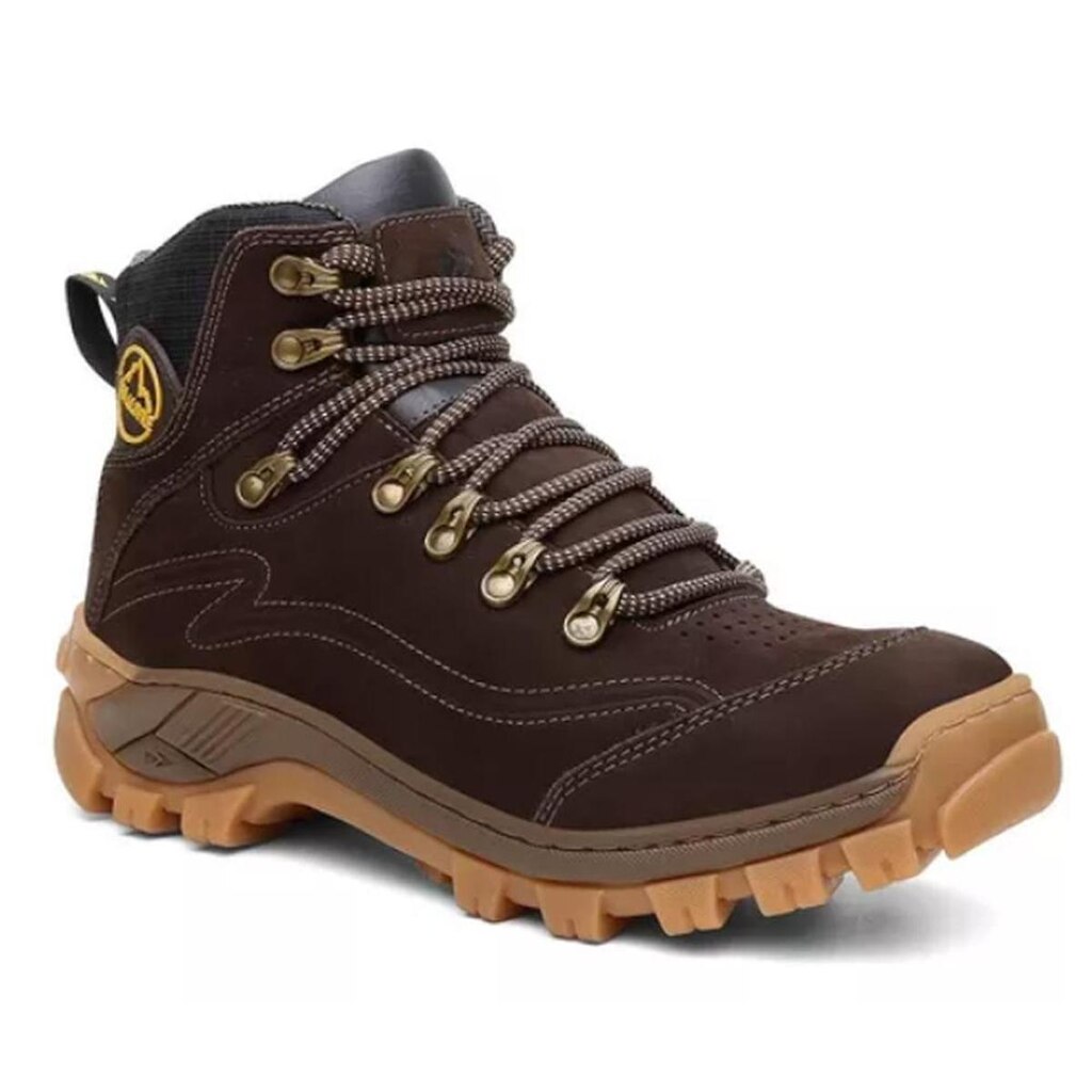 Bota de Couro Adventure Masculina Confortável e Robusta com Aderência em Diversos Terrenos