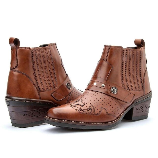 Bota de Couro Country Cano Curto Clube do Sapato de Franca NS Texan Austin Masculina