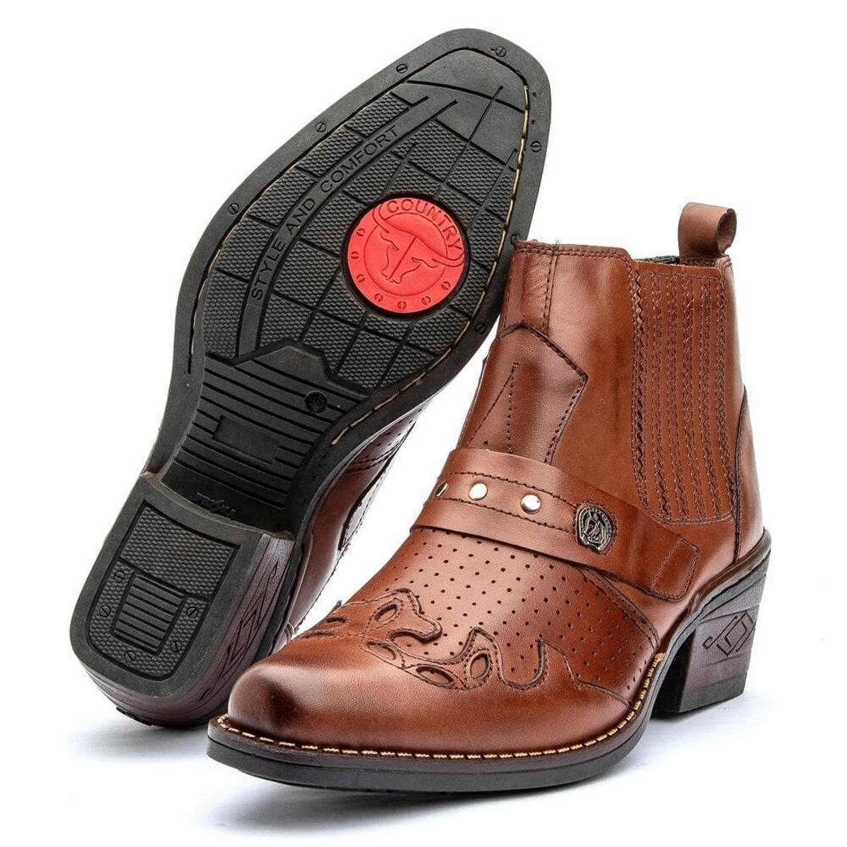 Bota de Couro Country Cano Curto Clube do Sapato de Franca NS Texan ...