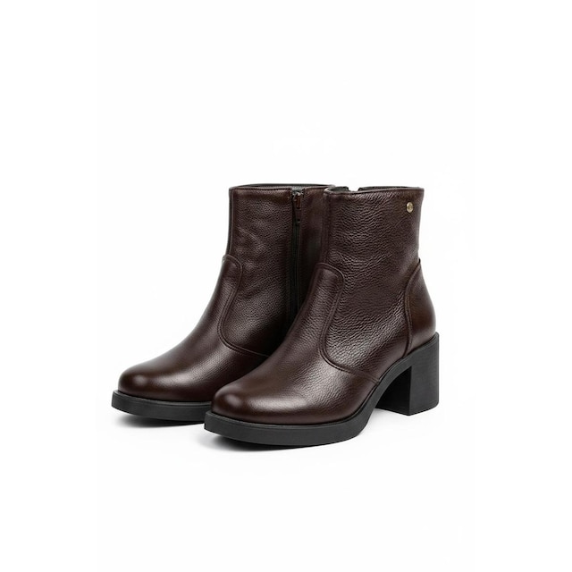 Bota de couro feminina 2 em 1 salto bloco 0172