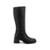 Bota de couro feminina 2 em 1 salto bloco 0172 - Preto