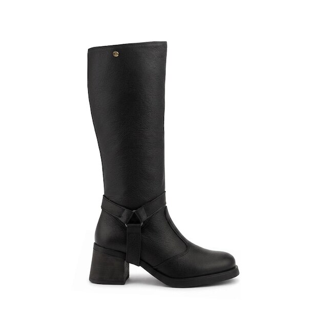 Bota de couro feminina 2 em 1 salto bloco 0172