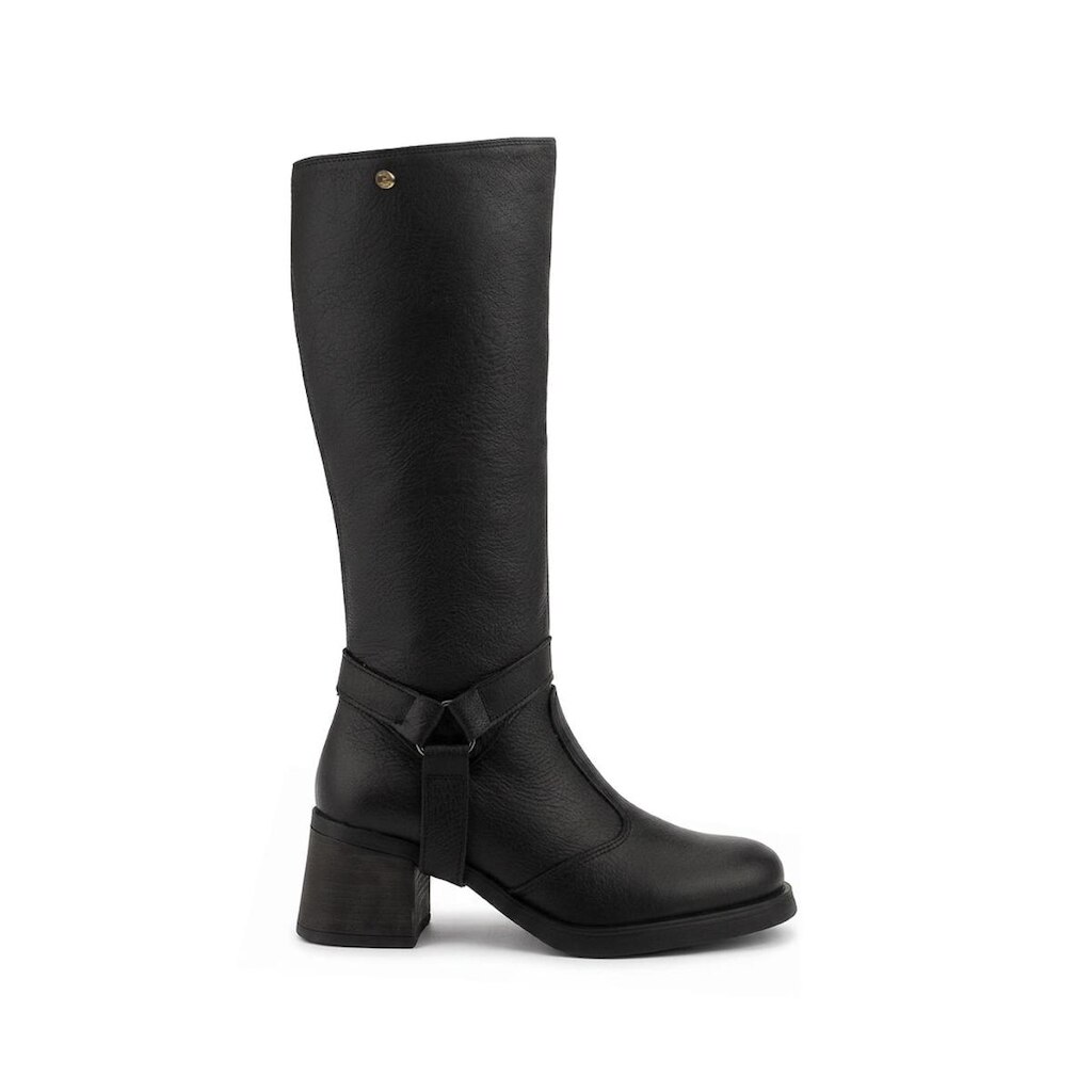 Bota de couro feminina 2 em 1 salto bloco 0172