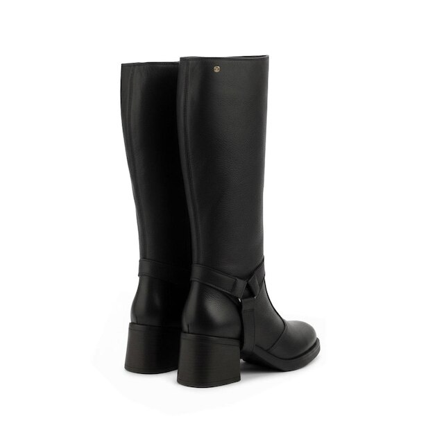 Bota de couro feminina 2 em 1 salto bloco 0172