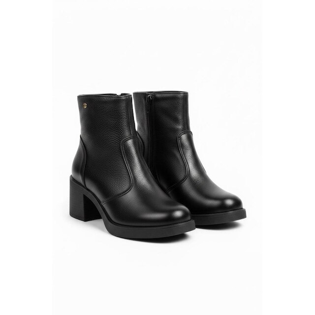 Bota de couro feminina 2 em 1 salto bloco 0172