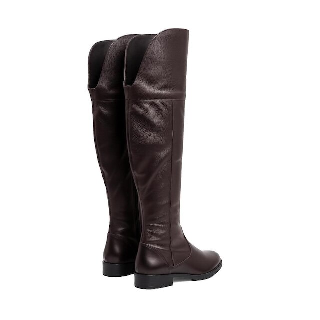 Bota de couro over cano longo feminina com pelo 7514P