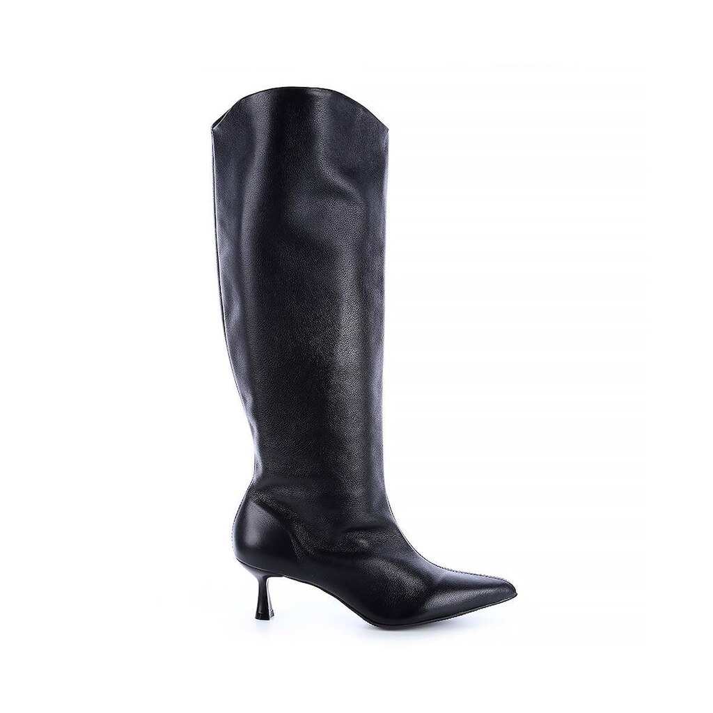 Bota de Couro Salto Taça Emily Preto