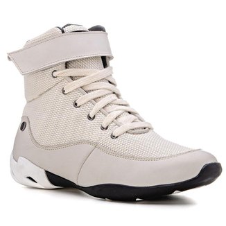 Bota De Treino Masculina Rockfit Bolt Em Couro Marfim