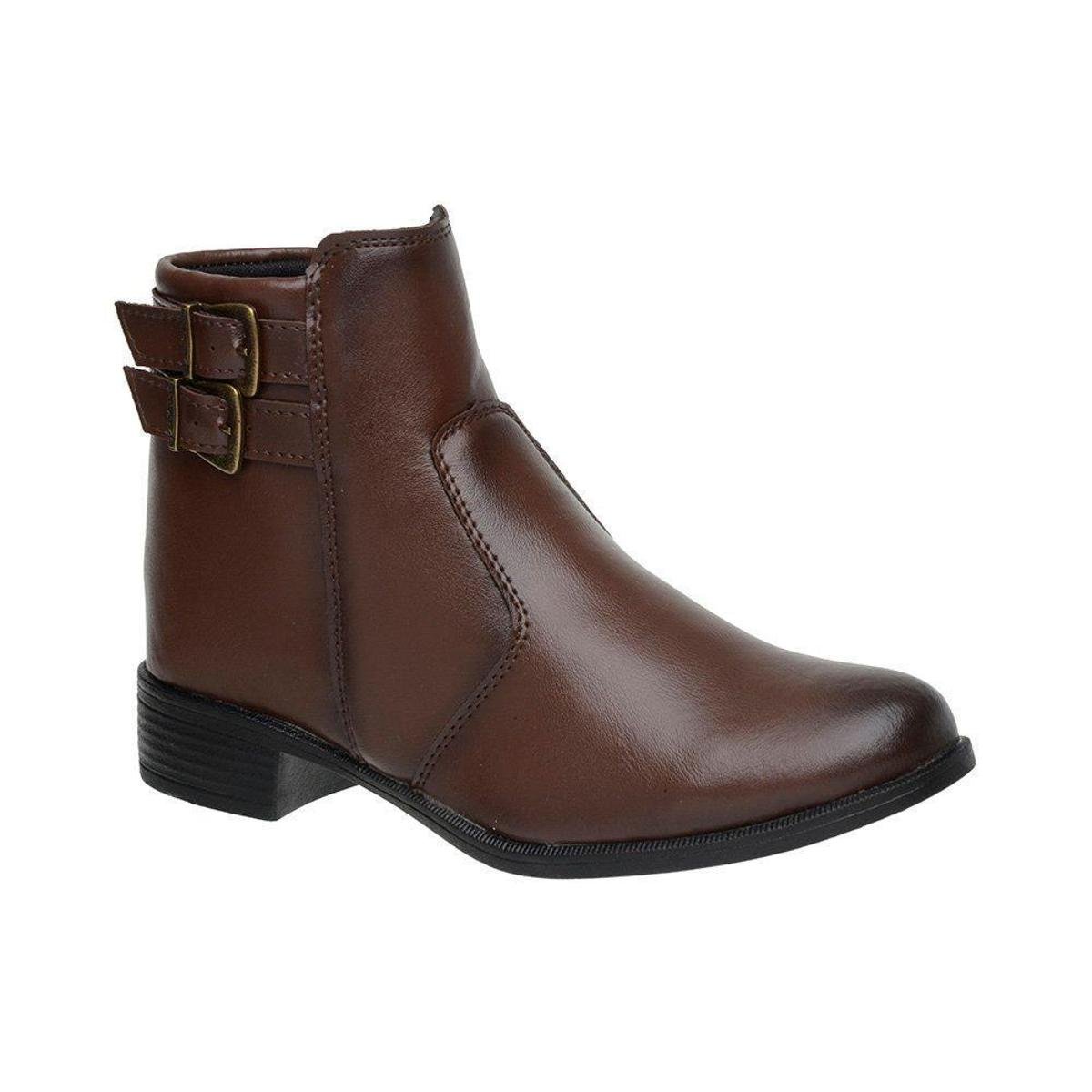 Bota Dona Beja Cano Curto Casual Coturno Macio Feminino - Café Menor preço em Bota Dona Beja Cano Curto Casual Coturno Macio Feminino - Café