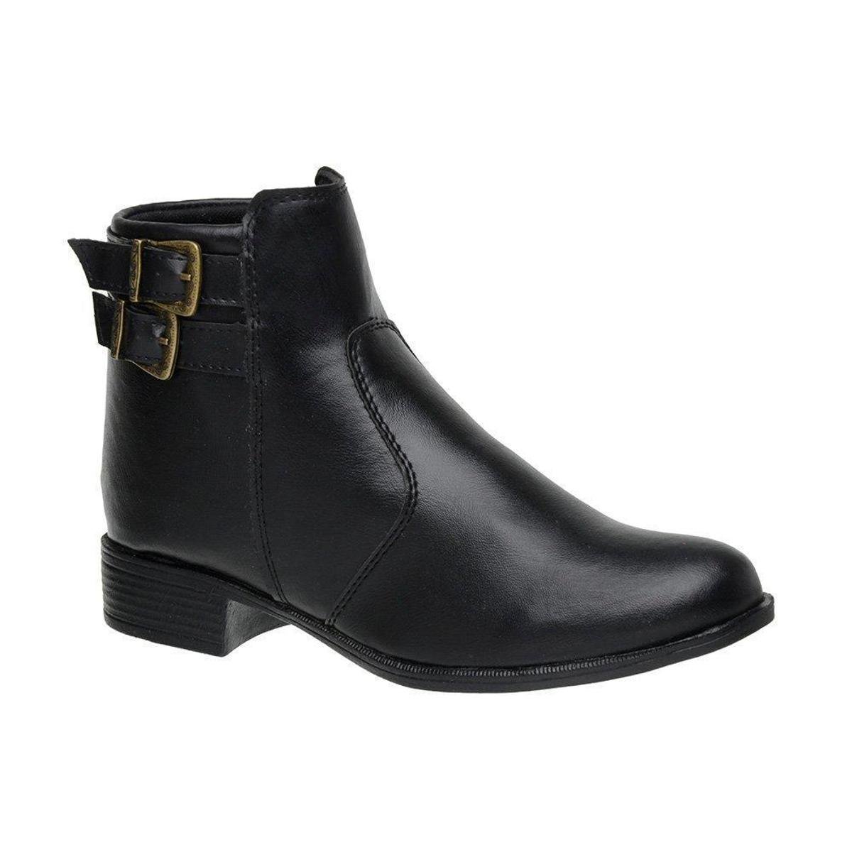 Bota Dona Beja Cano Curto Casual Coturno Macio Feminino - Preto Menor preço em Bota Dona Beja Cano Curto Casual Coturno Macio Feminino - Preto