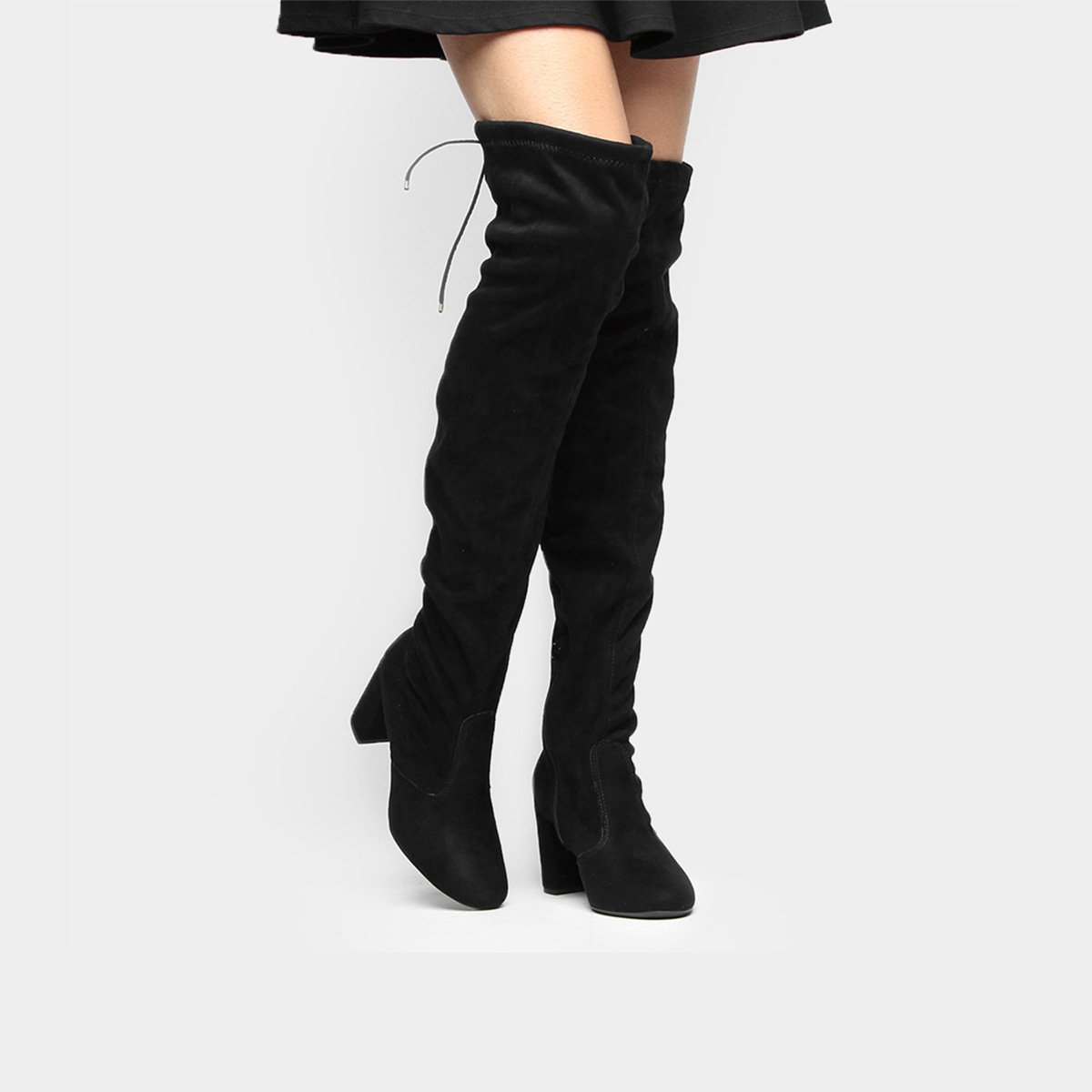 Bota DrezzUp Over The Knee Salto Grosso - Preto Menor preço em Bota DrezzUp Over The Knee Salto Grosso - Preto