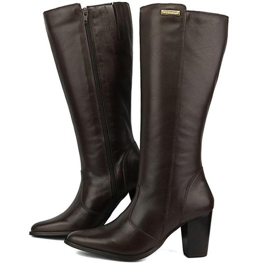 Bota em Couro Cano Alto SapatoFran Feminina - Marrom