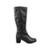 Bota em couro feminina cano longo salto médio 0280 - Preto