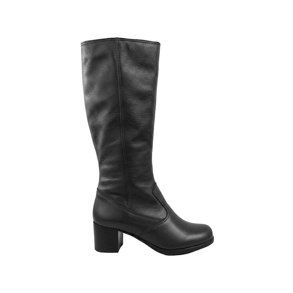 Bota em couro feminina cano longo salto médio 0280