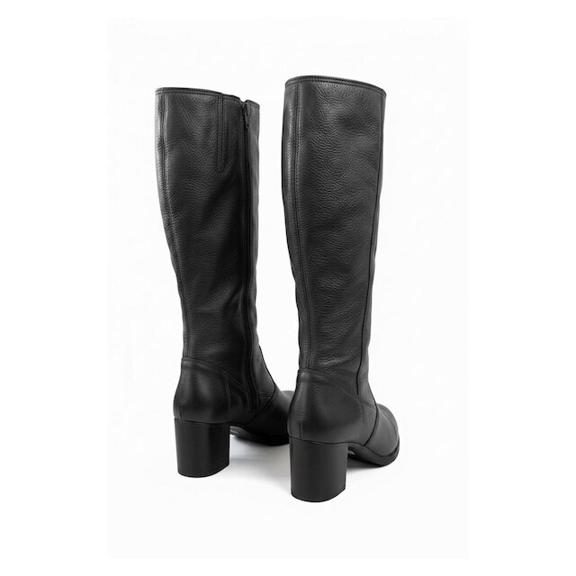 Bota em couro feminina cano longo salto médio 0280