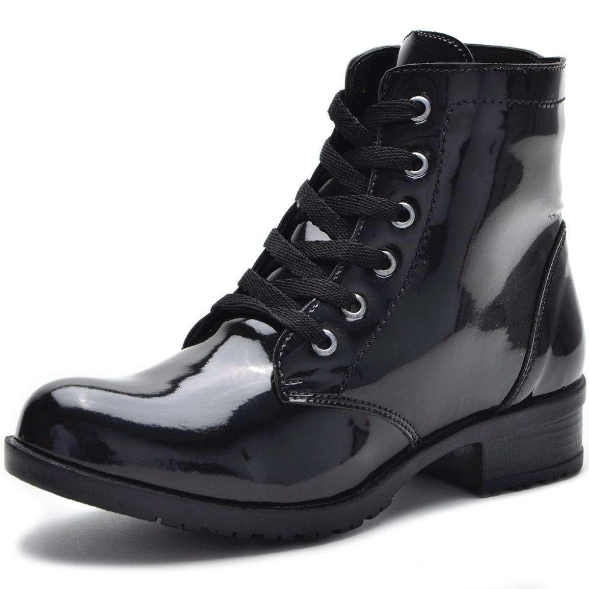bota de verniz salto baixo