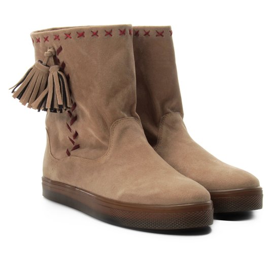 Bota Farm Boho Bordada com Tressê Feminina - Off White