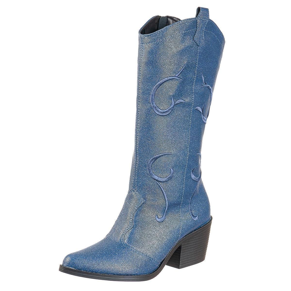 Bota Fem Western Country Via Birigui C/Bordado Cano Alto Menor preço em Bota Fem Western Country Via Birigui C/Bordado Cano Alto