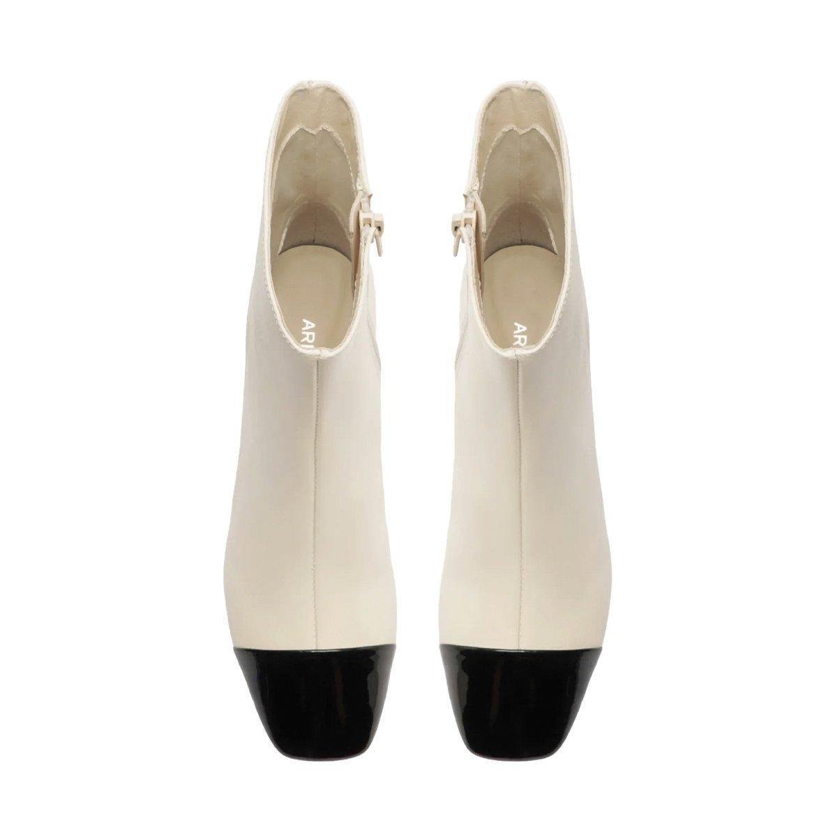 Bota Feminina Arezzo Original Couro Cap Toe Verniz Branca Zattini