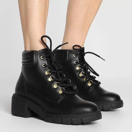 Bota Feminina Beira Rio Coturno Cano Curto Tratorada 9077202 Zattini