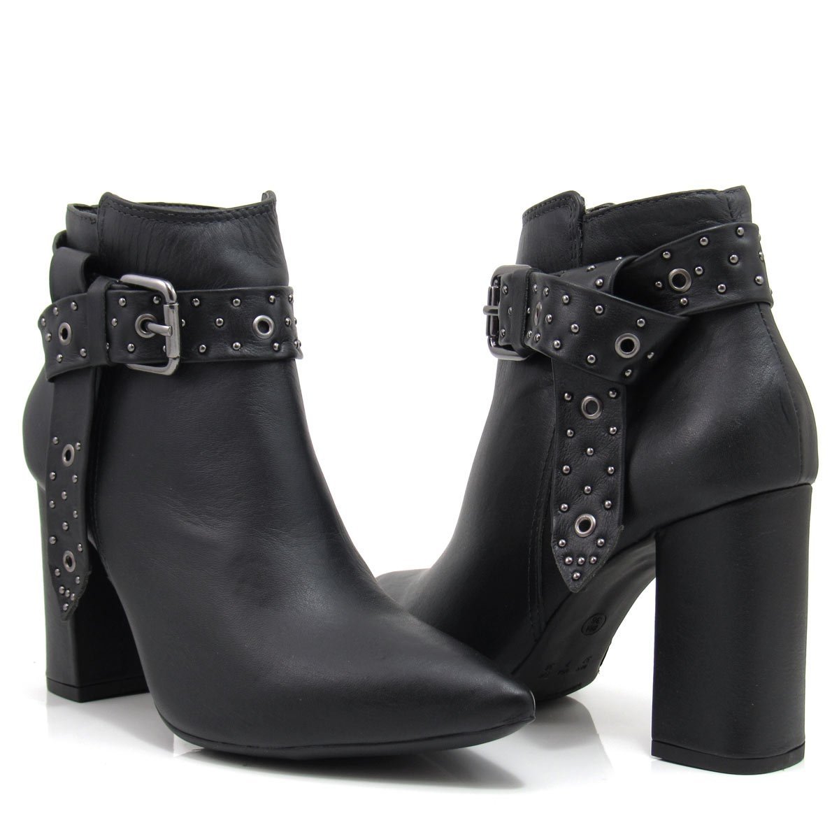 bota feminina bico fino salto grosso