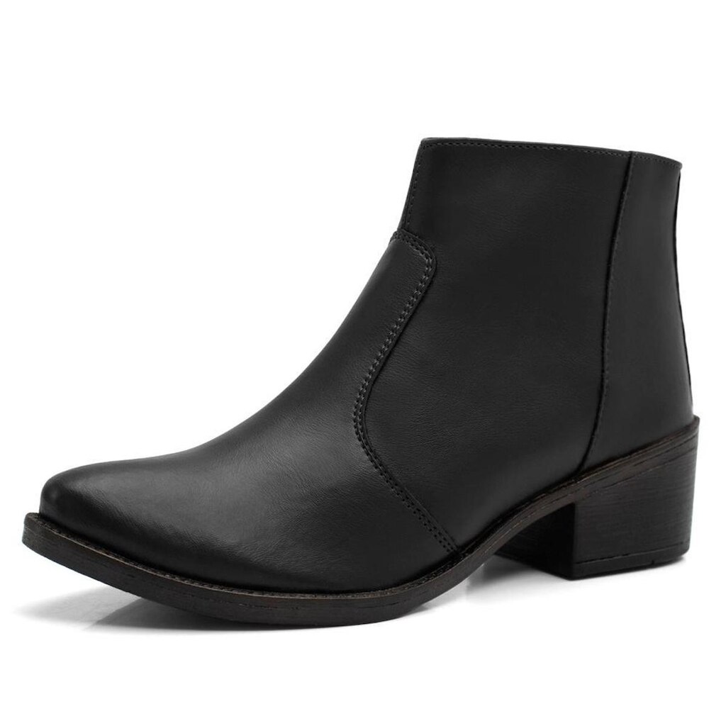 Bota Feminina Bredeni Cano Curto Fivela Com Zíper