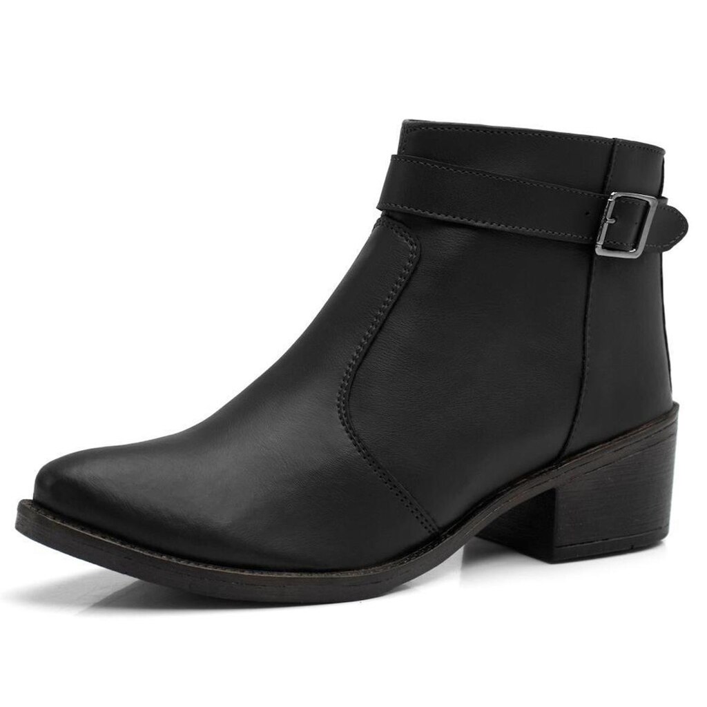 Bota Feminina Bredeni Cano Curto Fivela Com Zíper