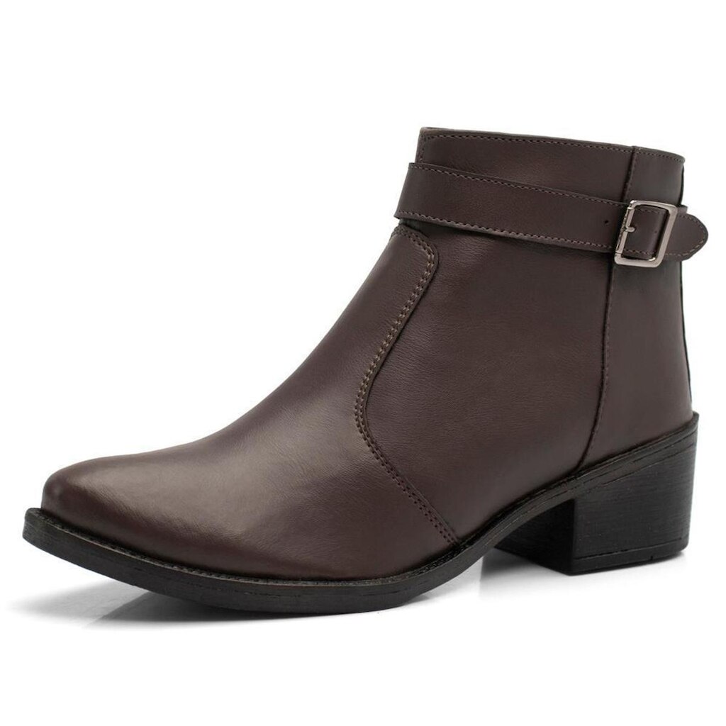 Bota Feminina Bredeni Cano Curto Fivela Com Zíper
