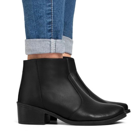 Bota Feminina Bredeni Fivela Cano Curto Com Zíper