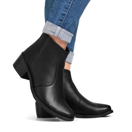 Bota Feminina Bredeni Fivela Cano Curto Com Zíper