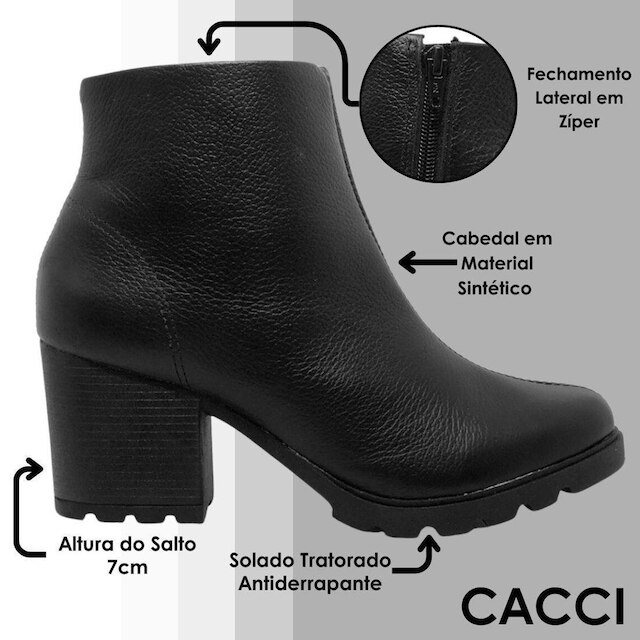 Bota Feminina Cacci Cano Curto Salto Médio