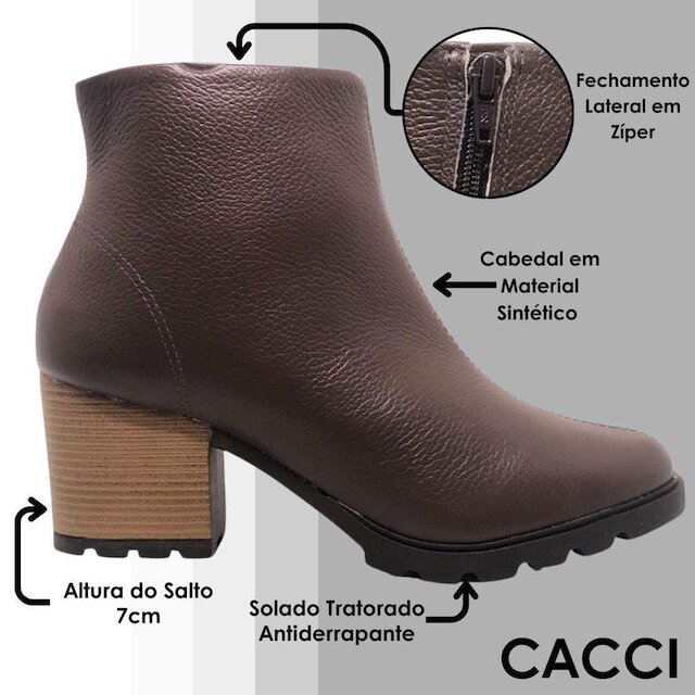Bota Feminina Cacci Cano Curto Salto Médio